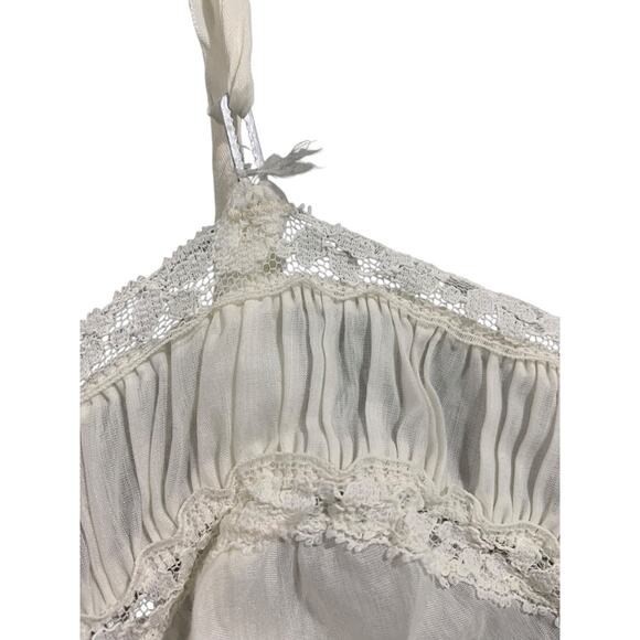 Large Vintage White Nightgown Slip Ruffle Lace Adjustable Strap - Picture 3 of 7